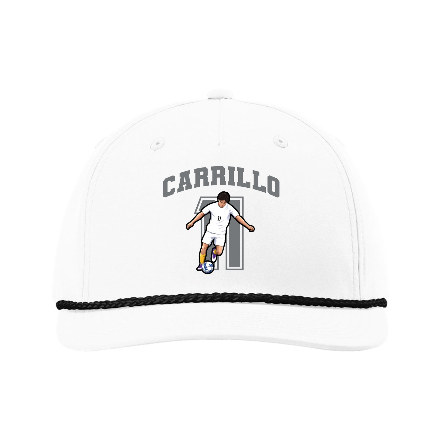 Five-Panel Classic Rope Cap — Number in White