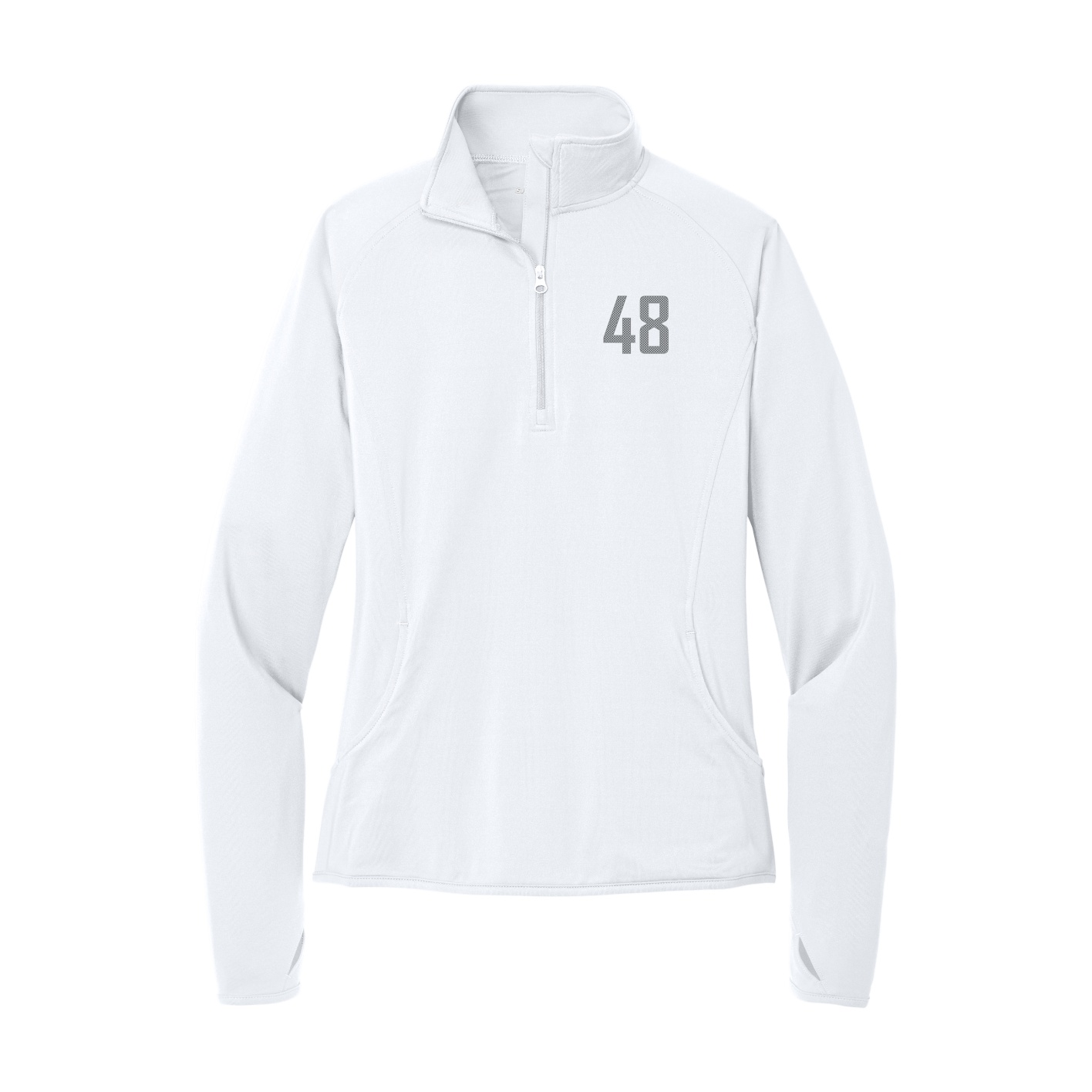 Women's Q-Zip Pullover — Front Shirsy in White