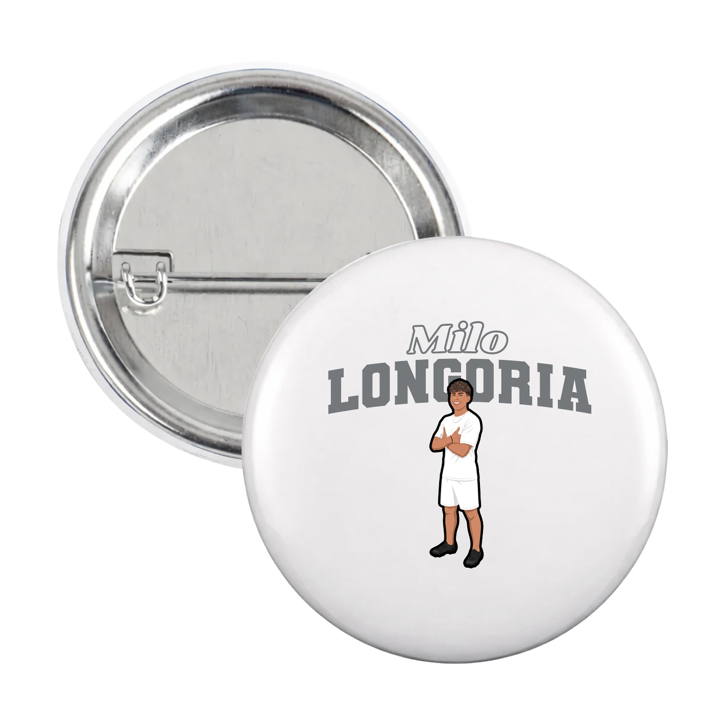 Game Day Button — Name Arch in White
