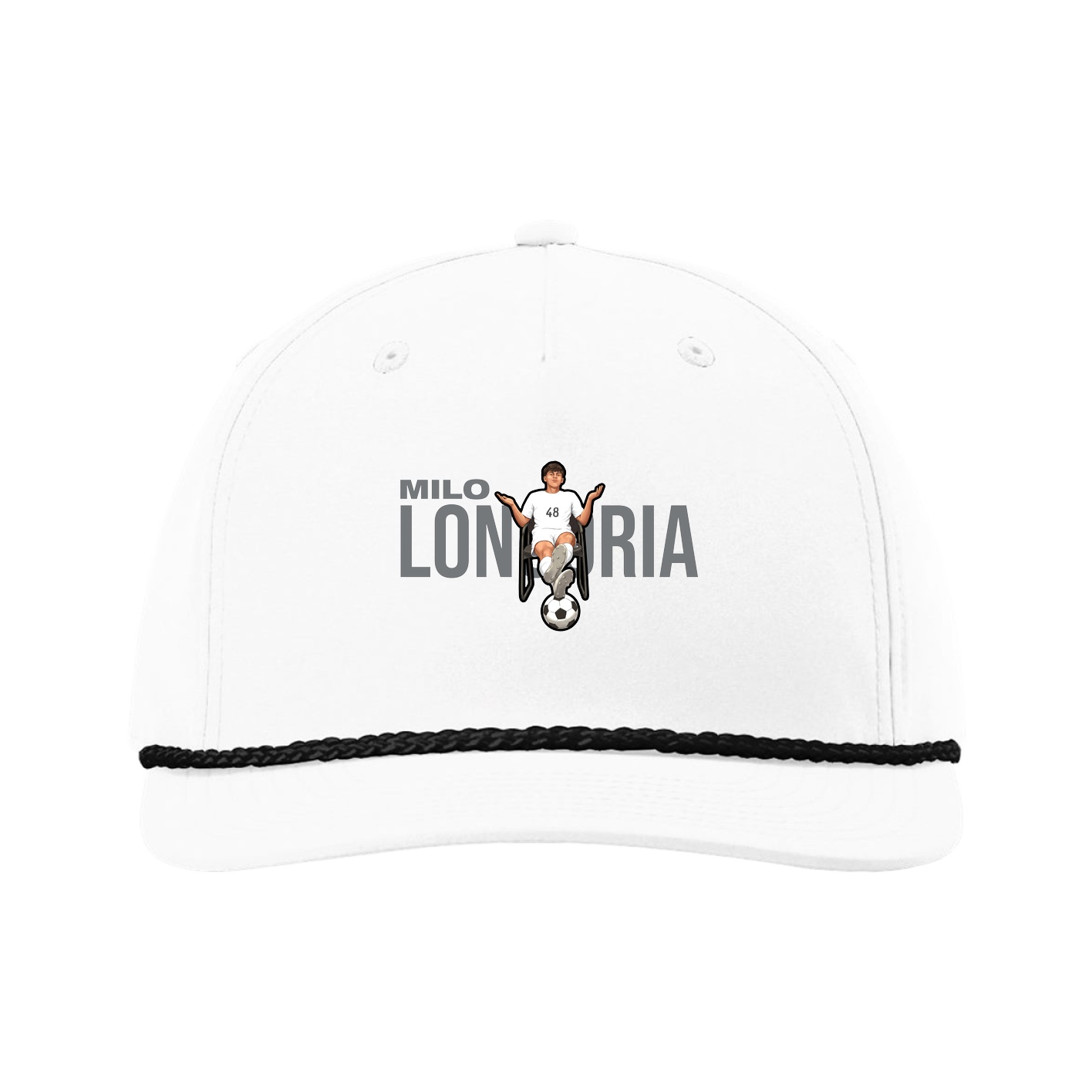 Five-Panel Classic Rope Cap — Player Name in White