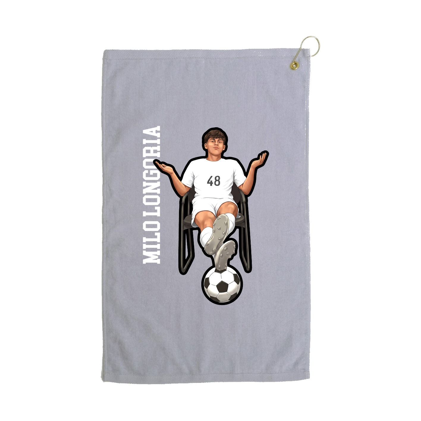 Golf Towel — Name Vertical in Grey