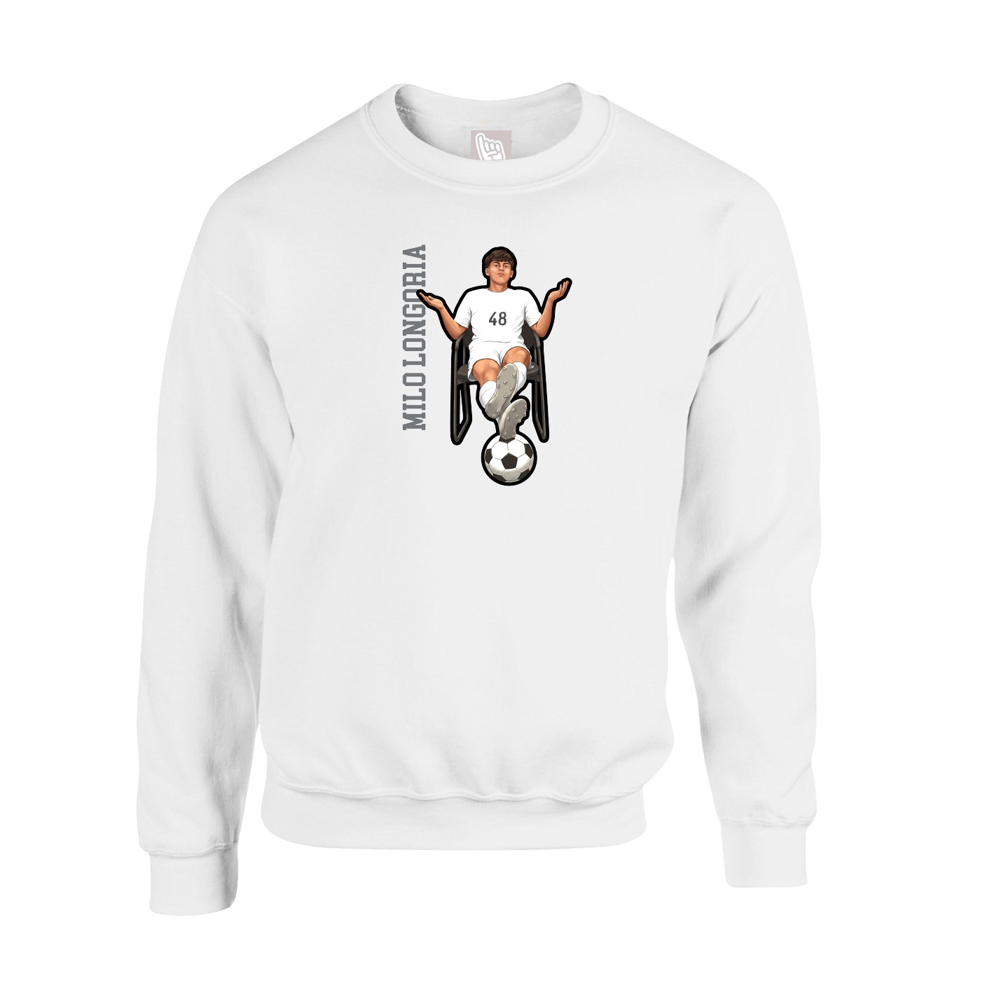 Fleece Crew — Name Vertical in White