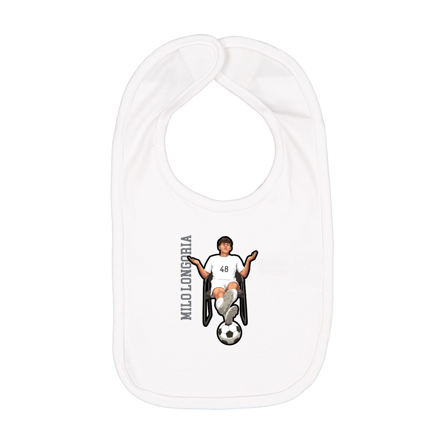 Infant Bib — Name Vertical in White