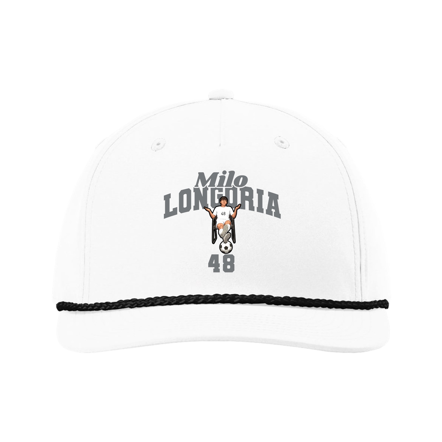 Five-Panel Classic Rope Cap — Signature Arch in White