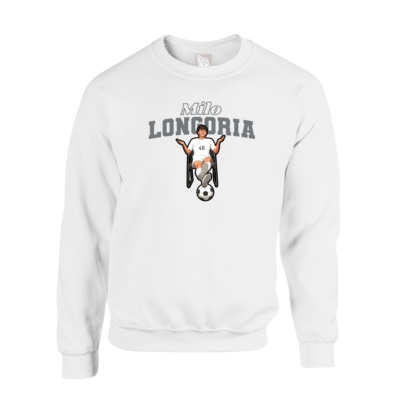 Fleece Crew — Name Arch in White