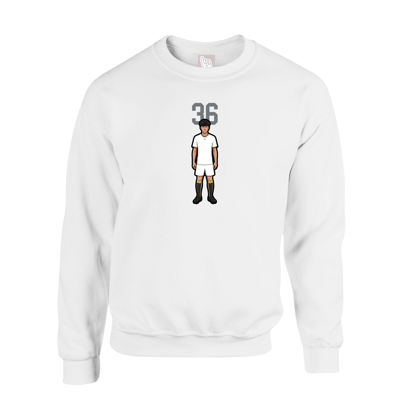 Fleece Crew — Number Top in White
