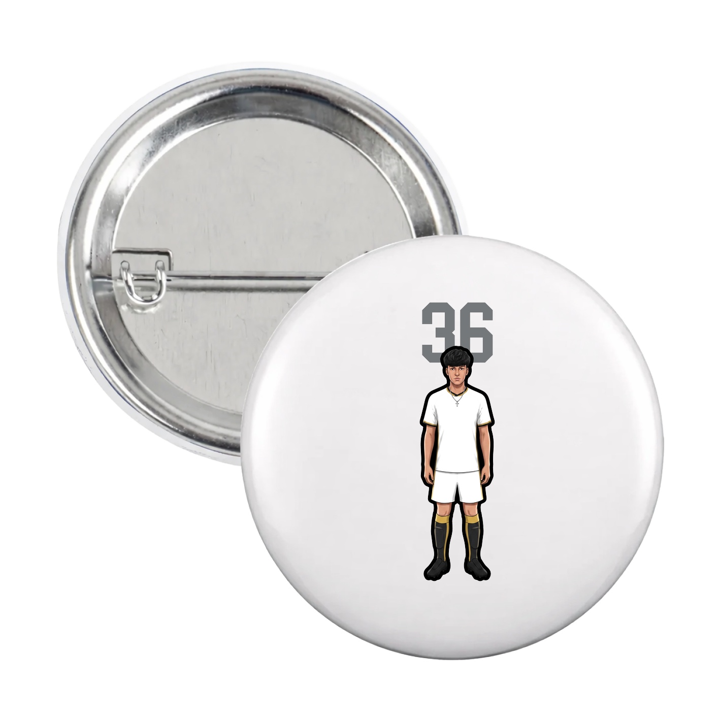 Game Day Button — Number Top in White