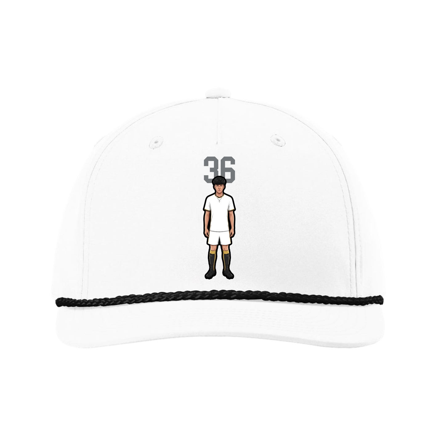 Five-Panel Classic Rope Cap — Number Top in White