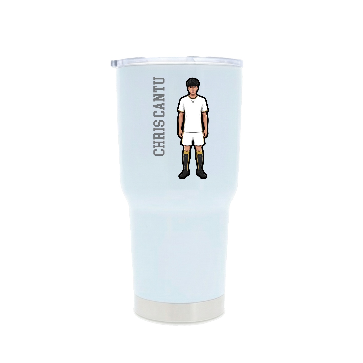 30oz Stainless Steel Tumbler — Name Vertical in White
