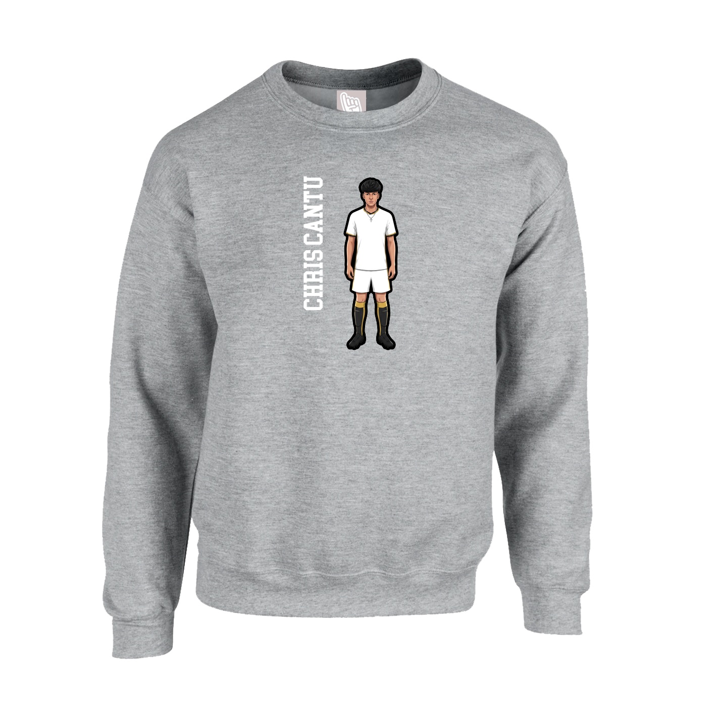 Fleece Crew — Name Vertical in Grey