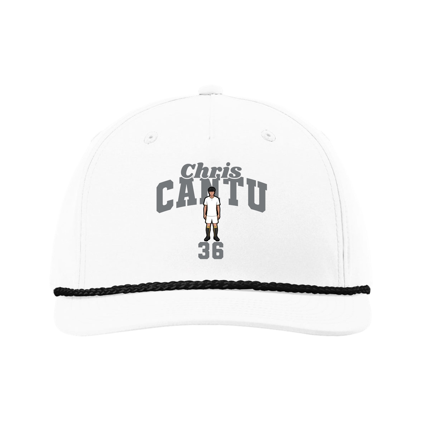 Five-Panel Classic Rope Cap — Signature Arch in White