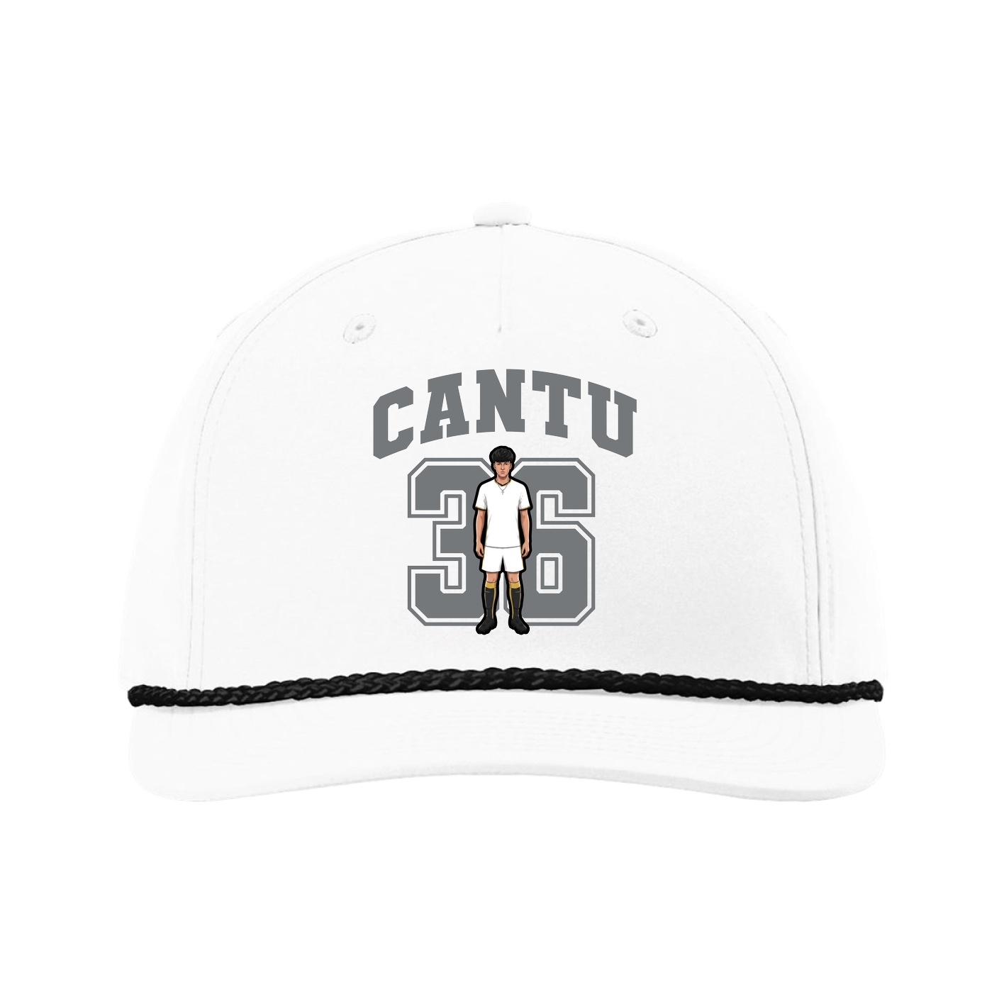 Five-Panel Classic Rope Cap — Number in White
