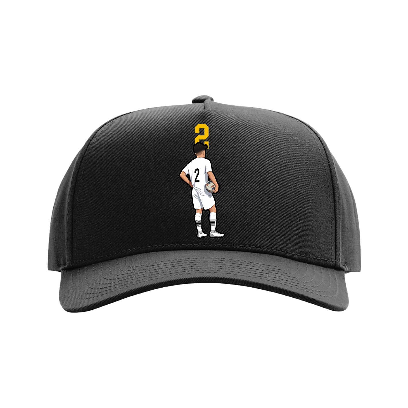 Full Fabric Five-Panel Champ Cap — Number Top in Black