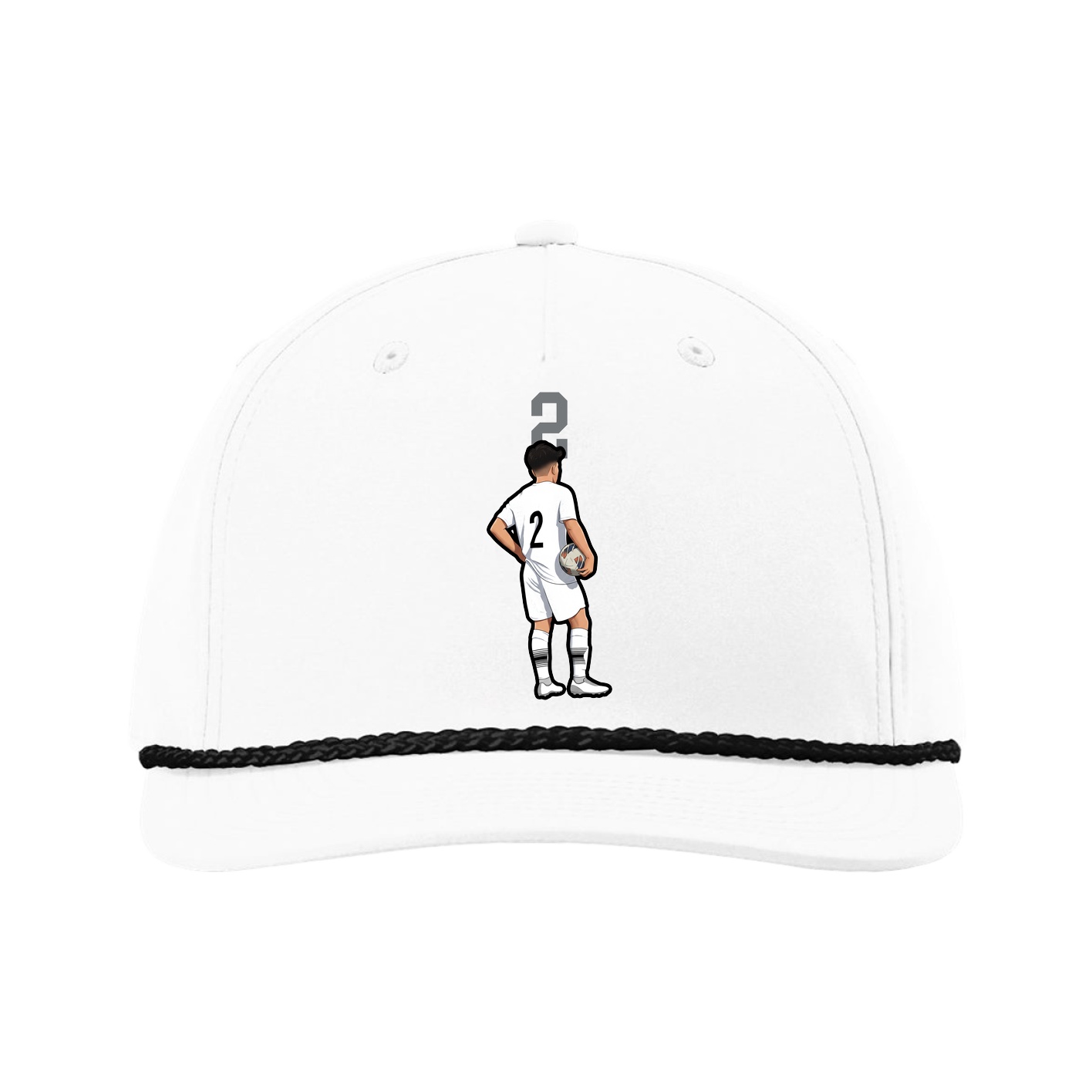 Five-Panel Classic Rope Cap — Number Top in White