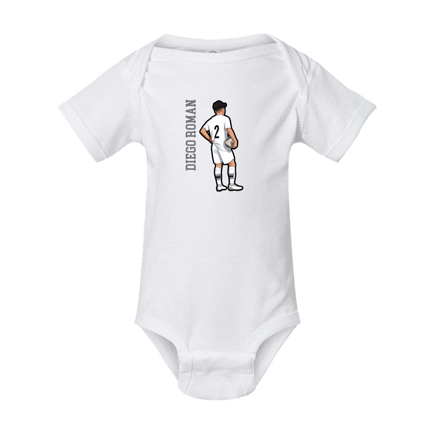Baby Onesie — Name Vertical in White