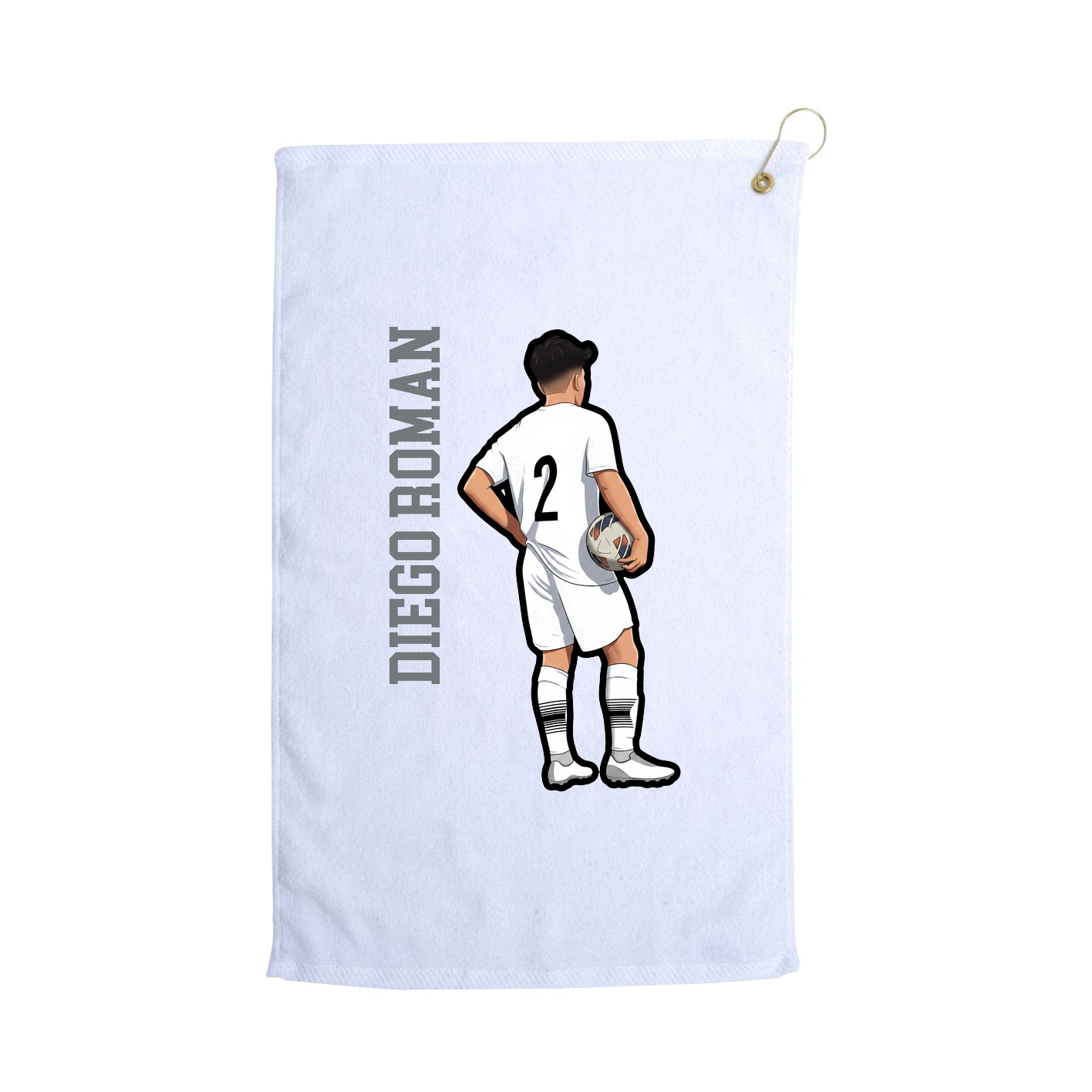 Golf Towel — Name Vertical in White