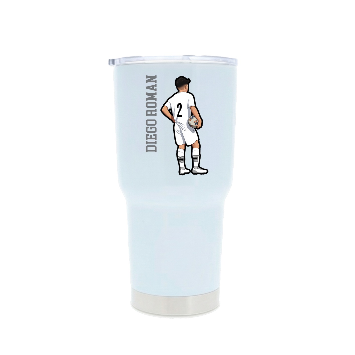 30oz Stainless Steel Tumbler — Name Vertical in White