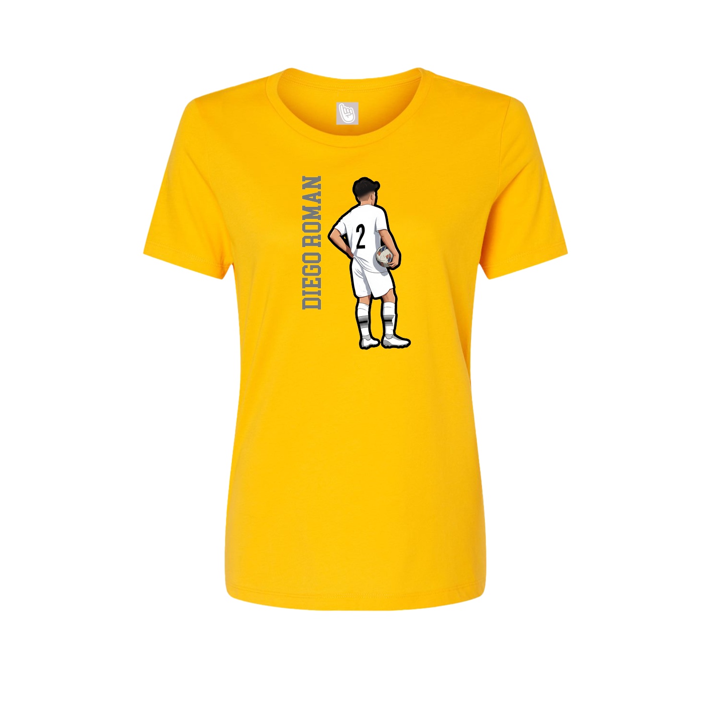 Fitted Women's Tee — Name Vertical in Gold