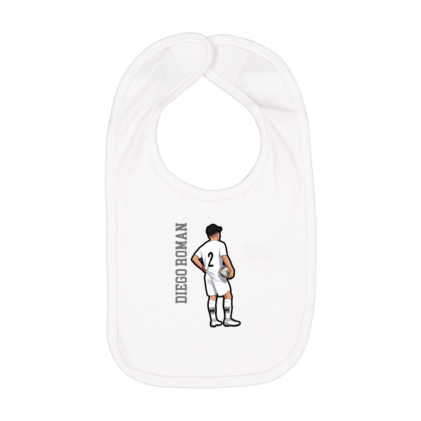 Infant Bib — Name Vertical in White