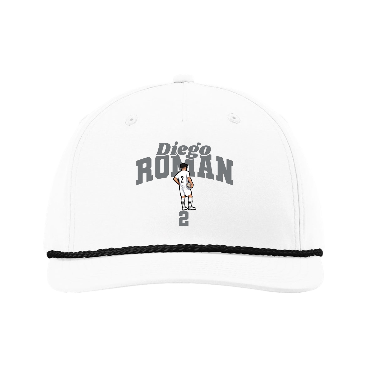 Five-Panel Classic Rope Cap — Signature Arch in White