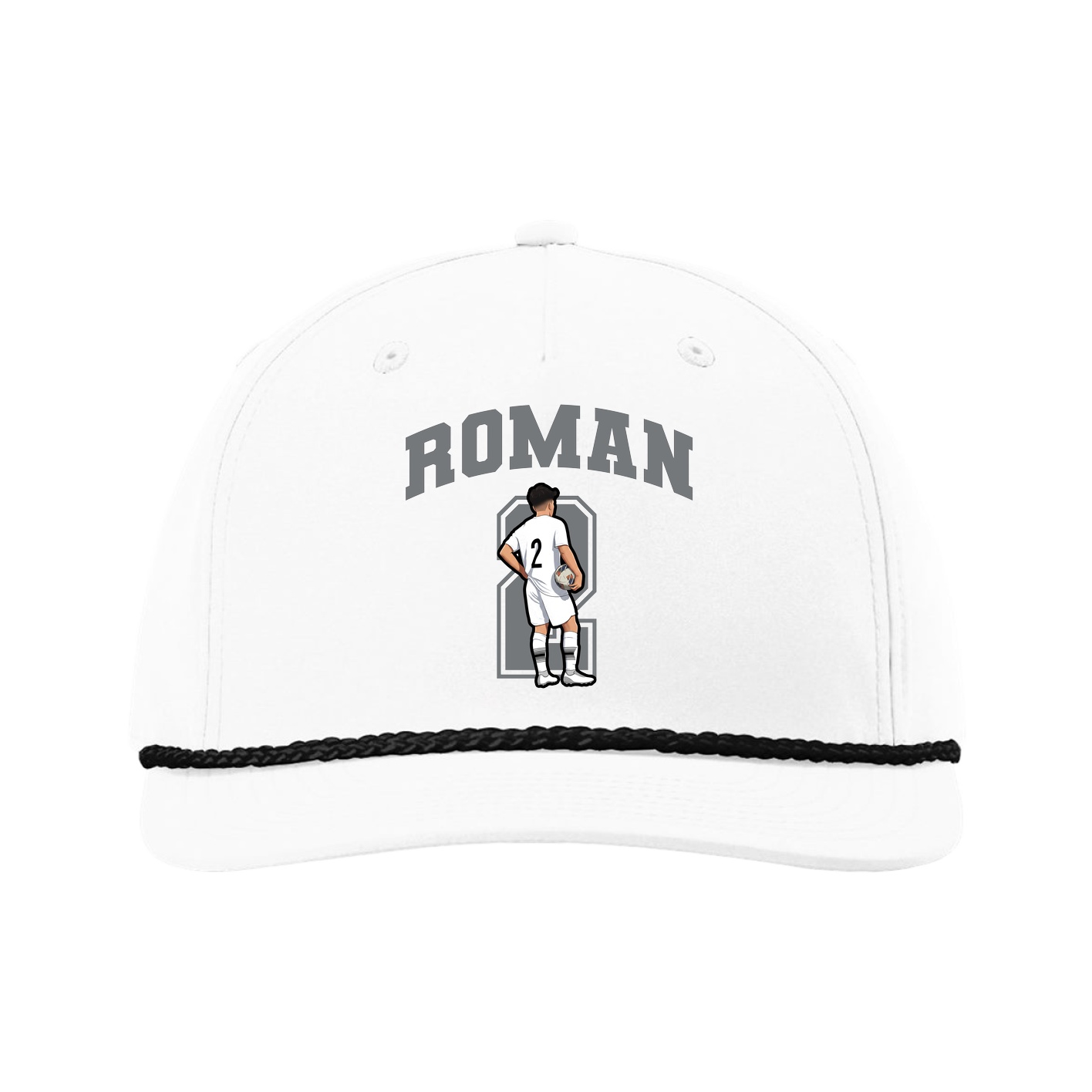 Five-Panel Classic Rope Cap — Number in White