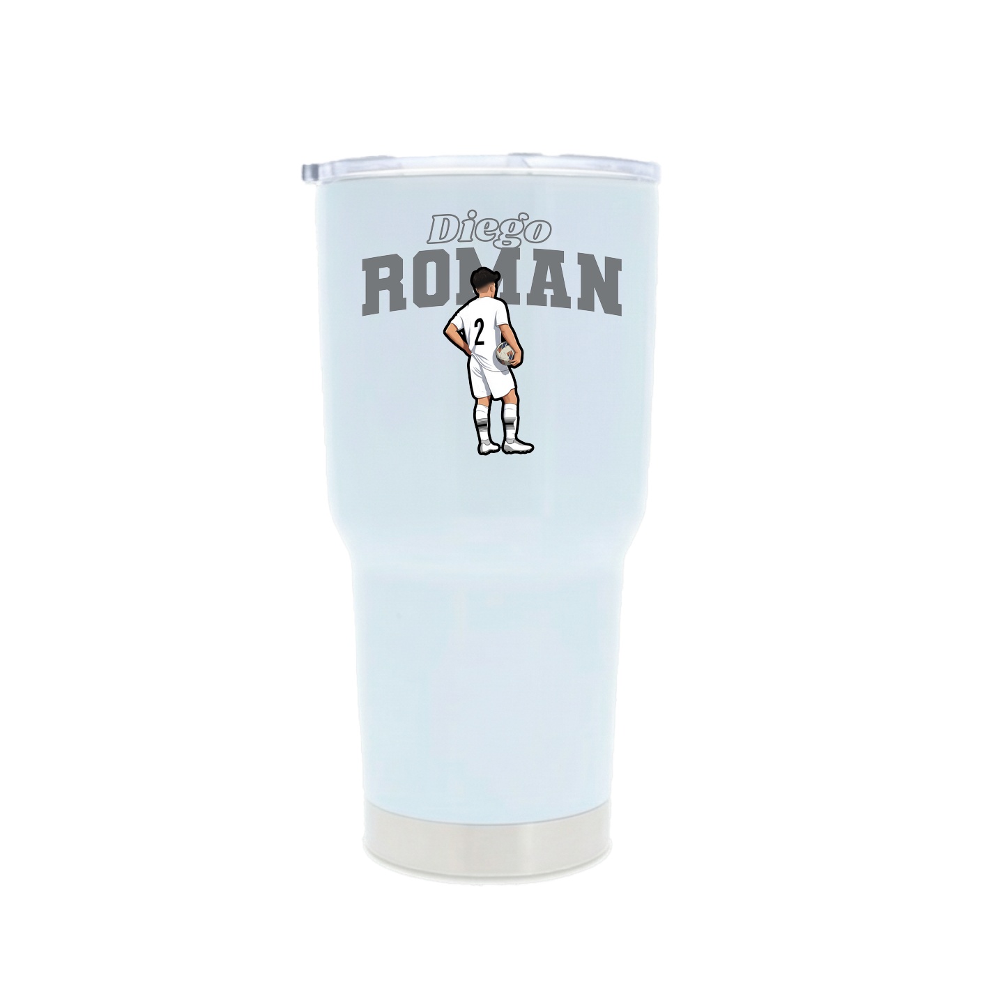 30oz Stainless Steel Tumbler — Name Arch in White