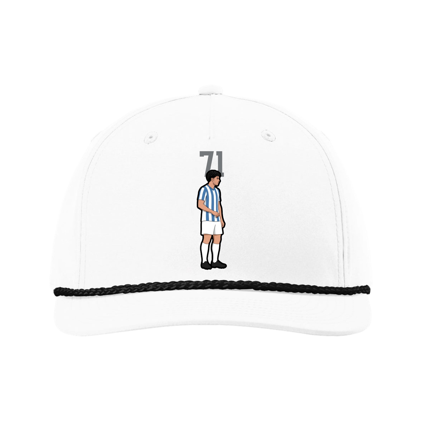 Five-Panel Classic Rope Cap — Number Top in White