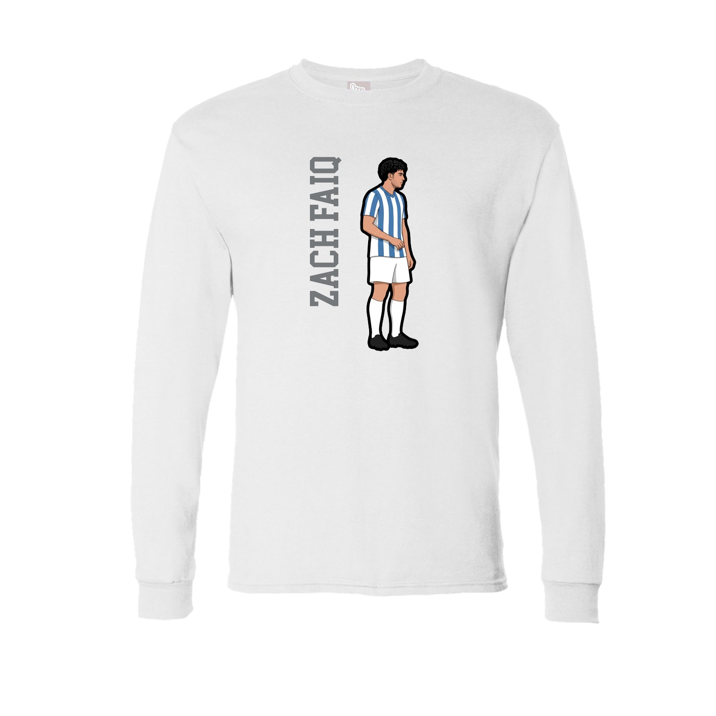 Long Sleeve Tee — Name Vertical in White
