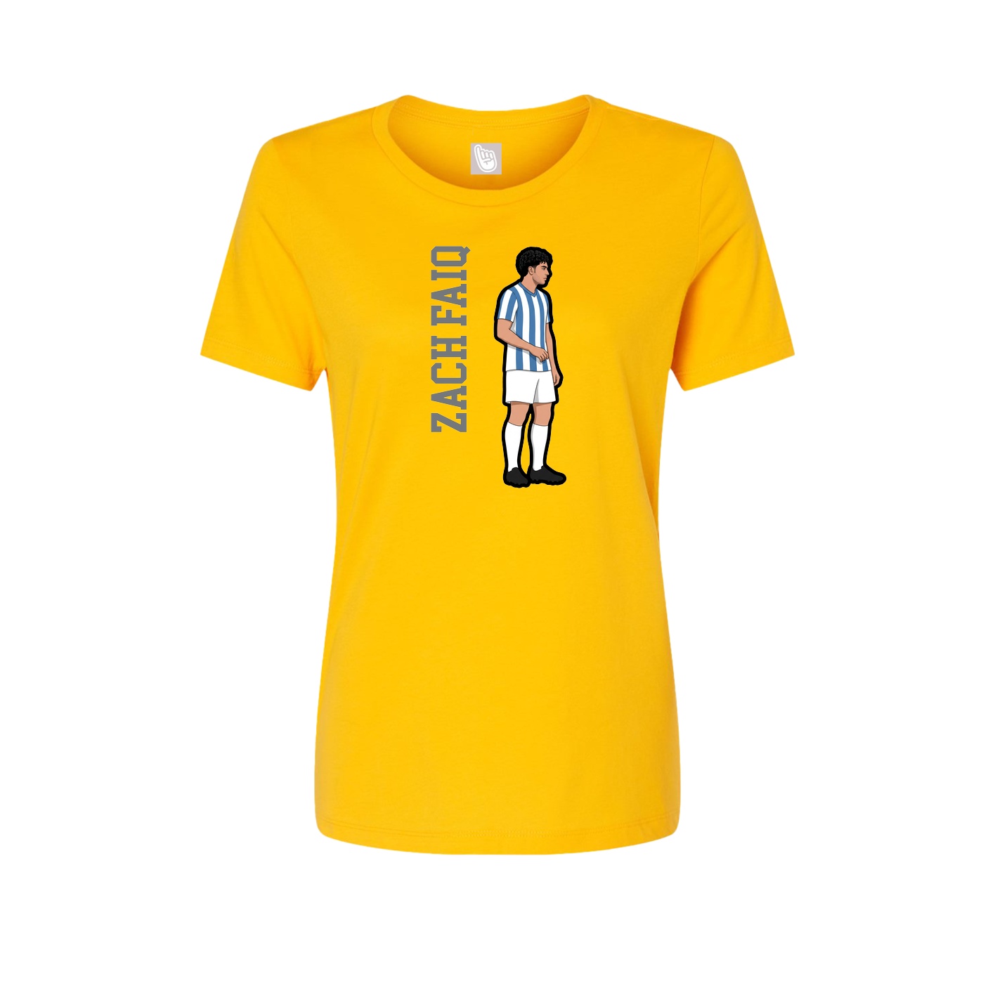 Fitted Women's Tee — Name Vertical in Gold