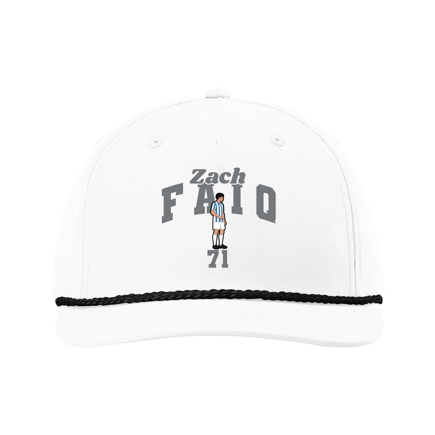 Five-Panel Classic Rope Cap — Signature Arch in White