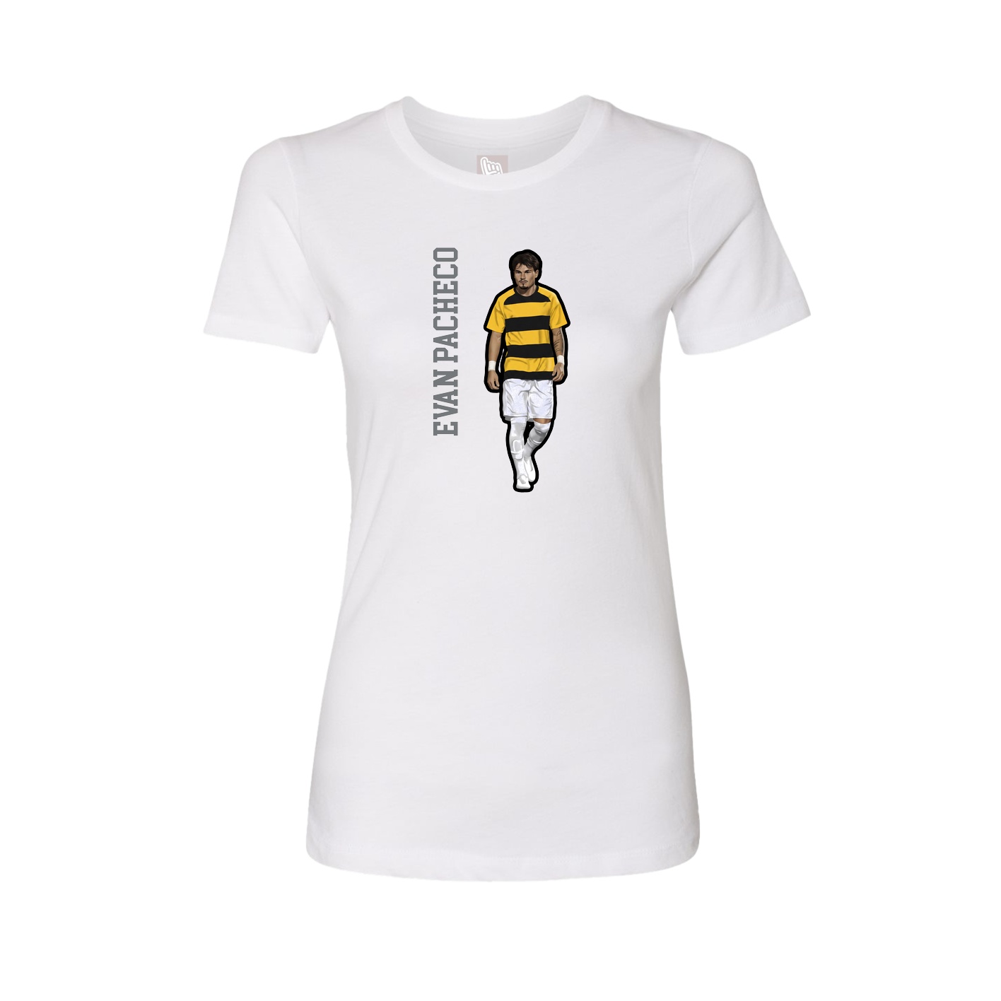 Womens Tee — Name Vertical in White