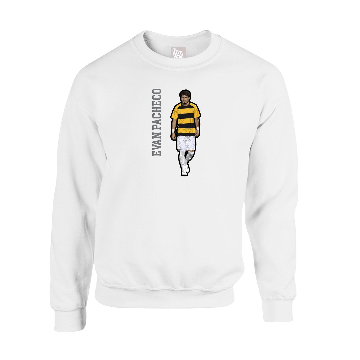 Fleece Crew — Name Vertical in White
