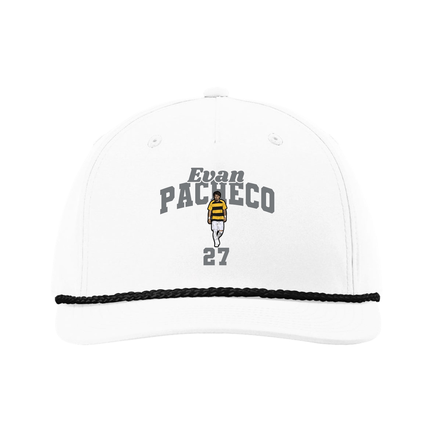 Five-Panel Classic Rope Cap — Signature Arch in White