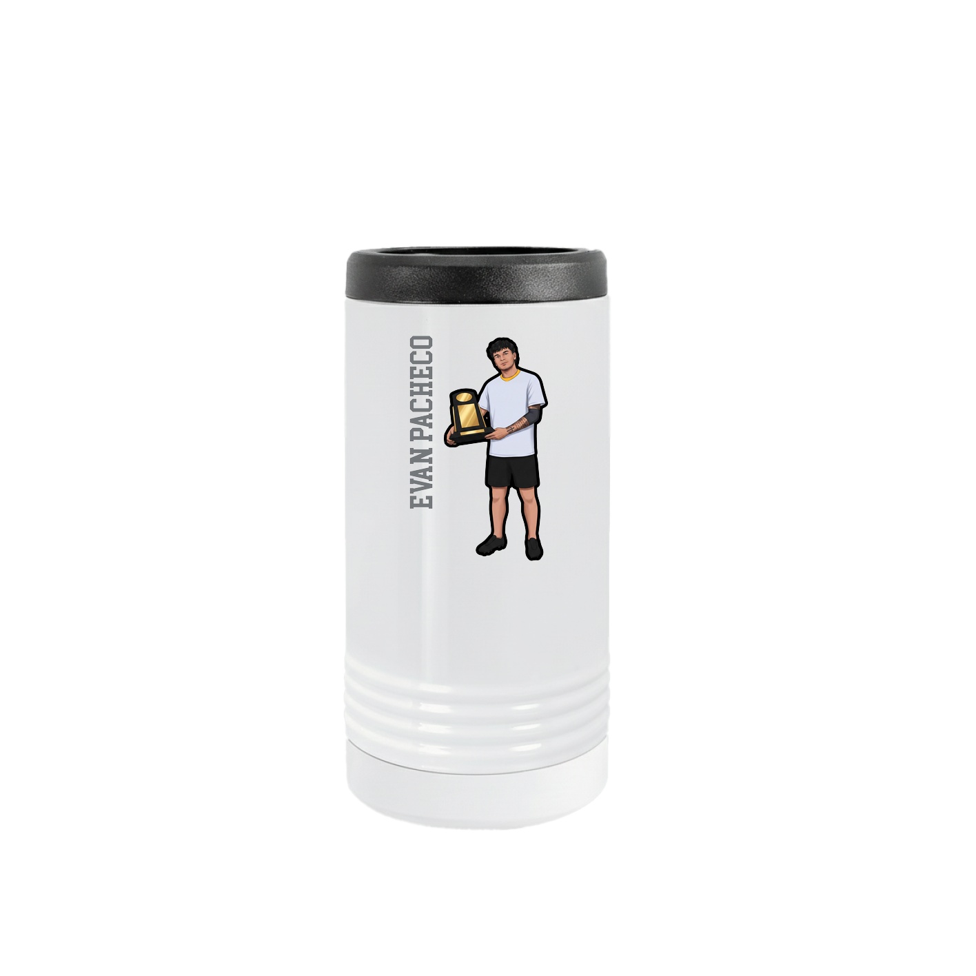 Slim Beverage Holder — Name Vertical in White