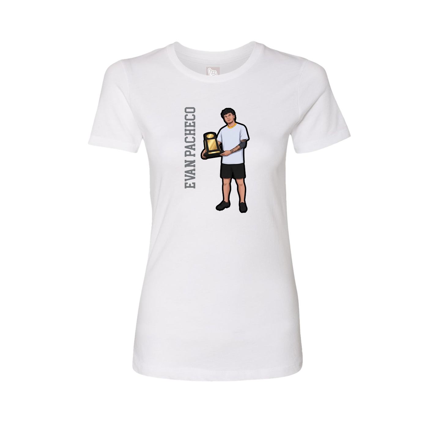 Womens Tee — Name Vertical in White