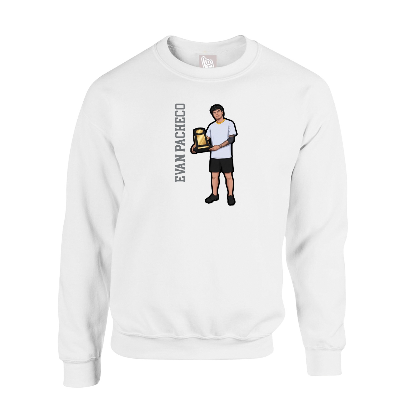 Fleece Crew — Name Vertical in White