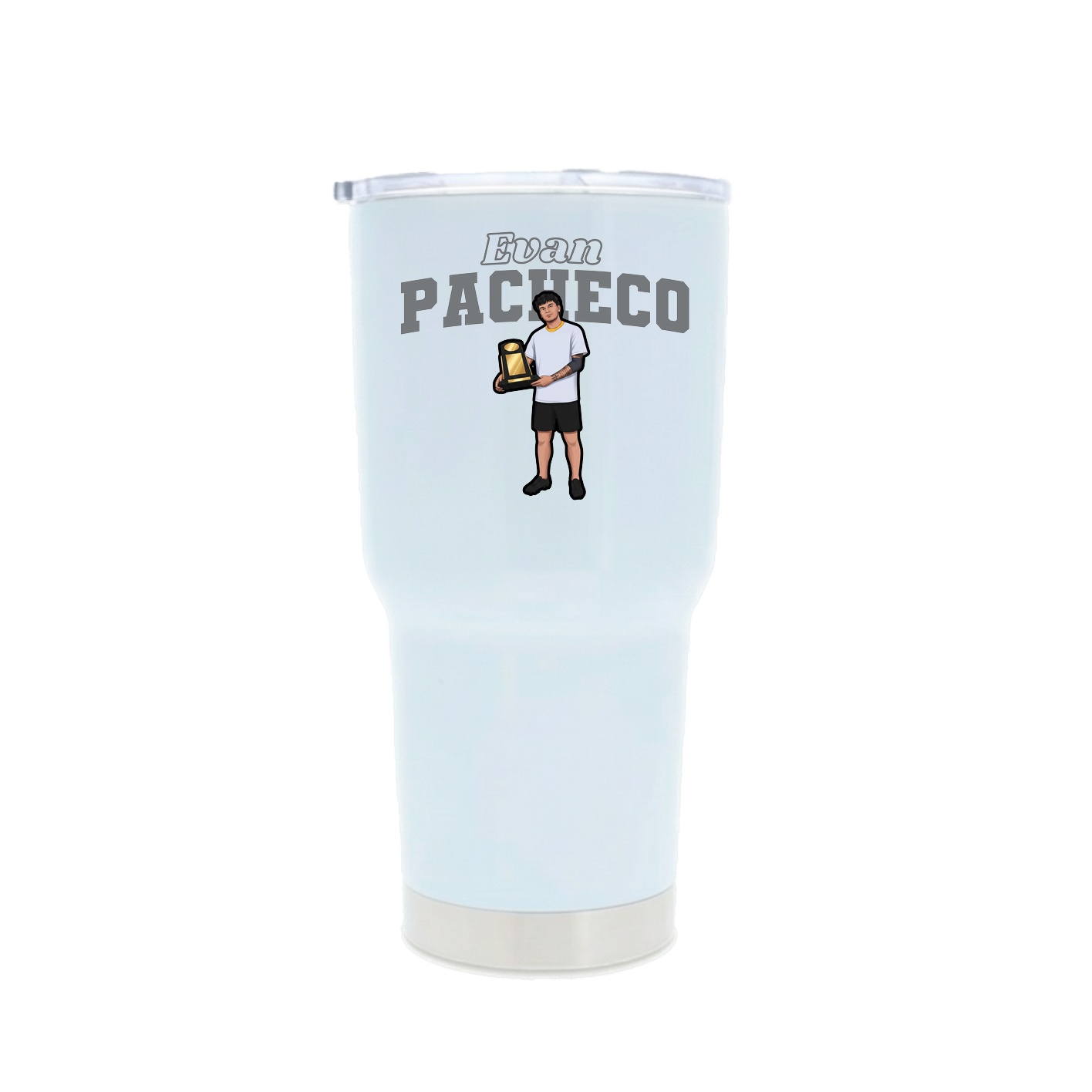 30oz Stainless Steel Tumbler — Name Arch in White
