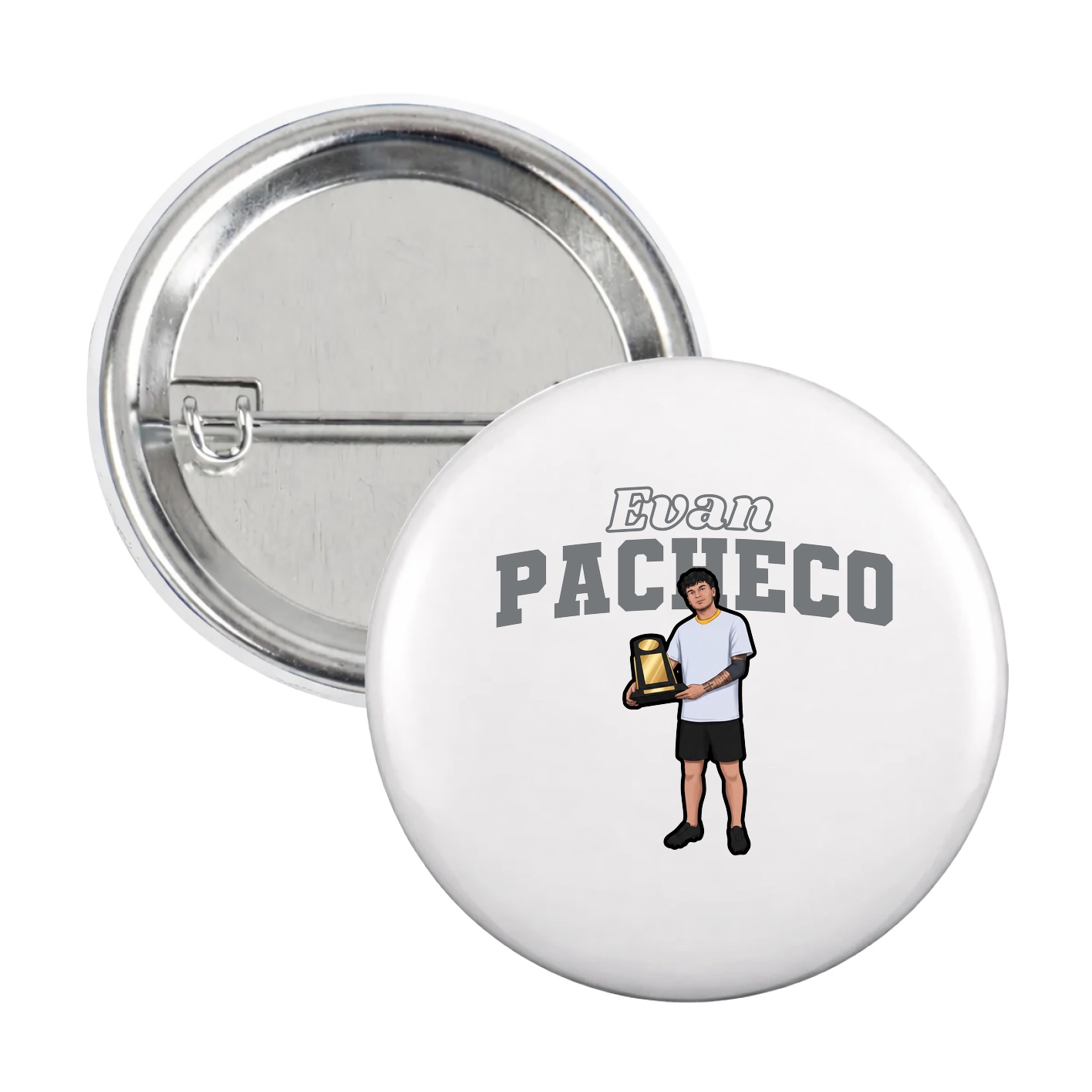 Game Day Button — Name Arch in White