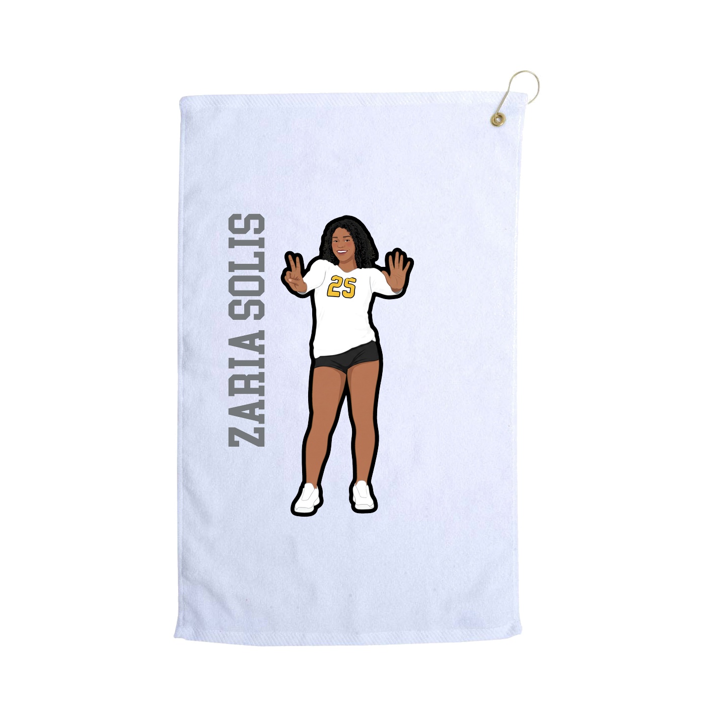 Golf Towel — Name Vertical in White