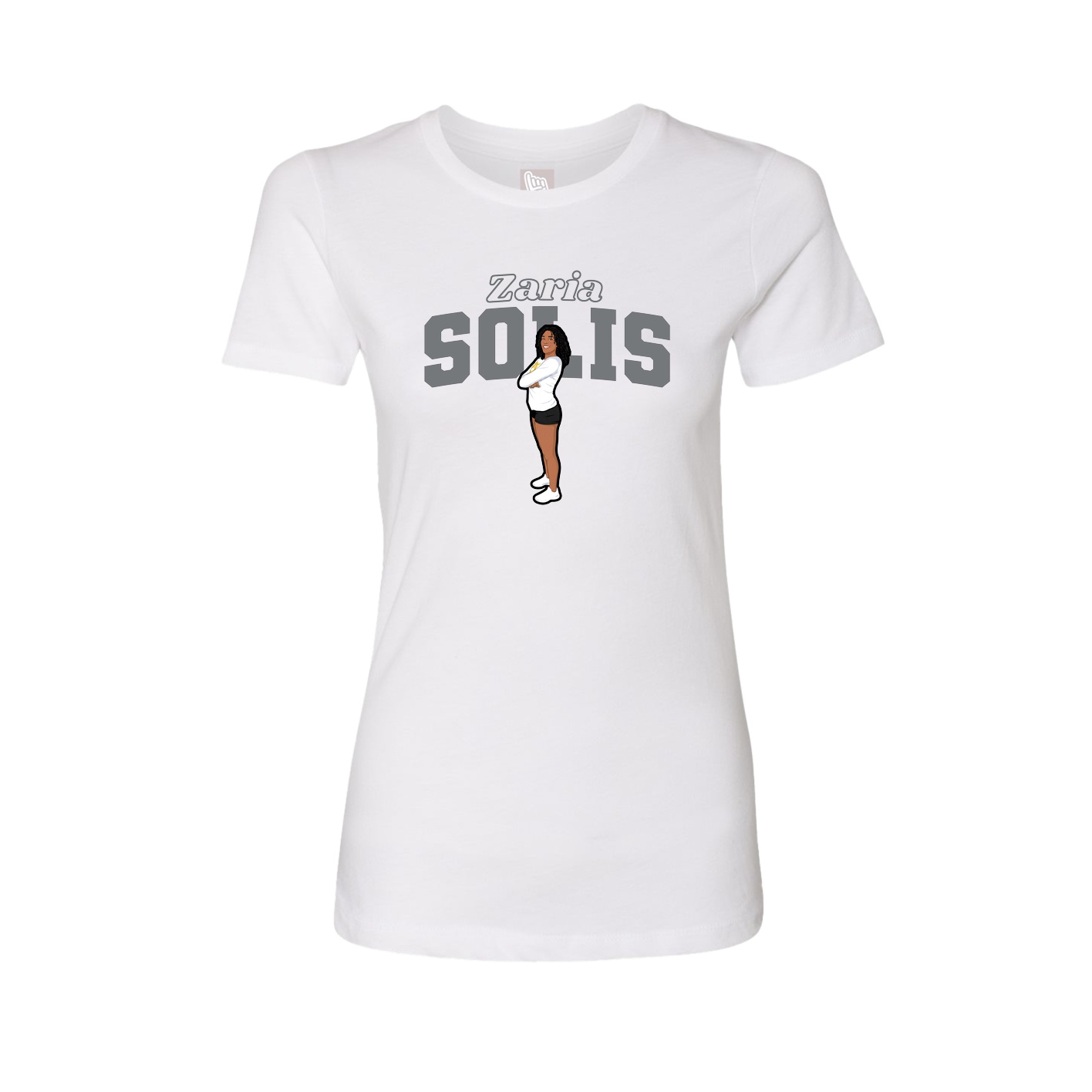 Fitted Women's Tee — Name Arch in White