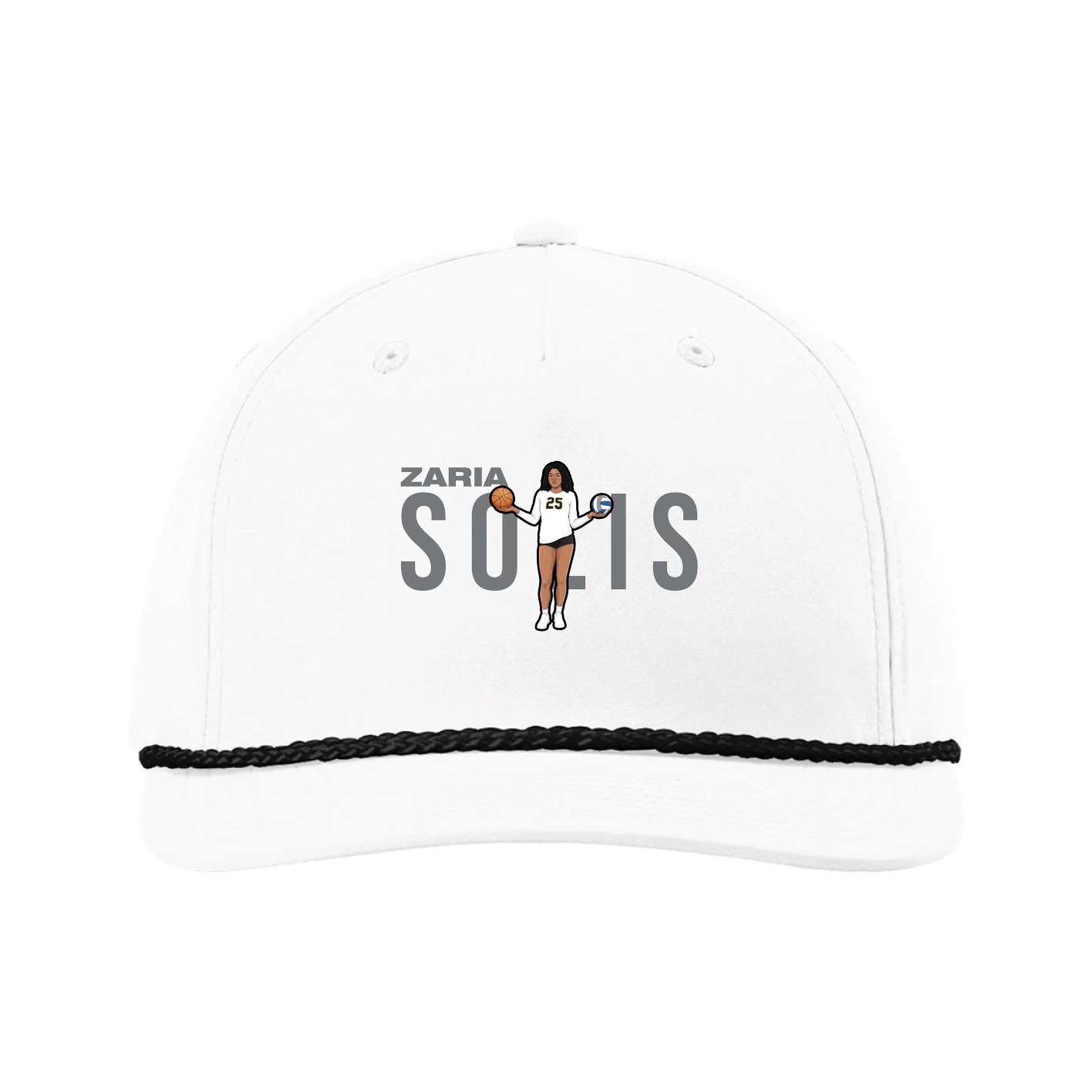 Five-Panel Classic Rope Cap — Player Name in White