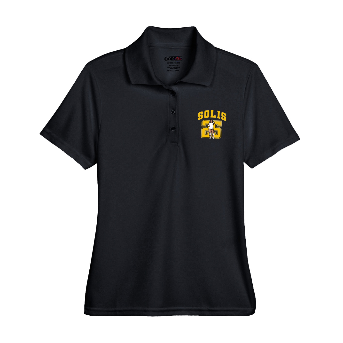 Womens Performance Polo — Number in Black