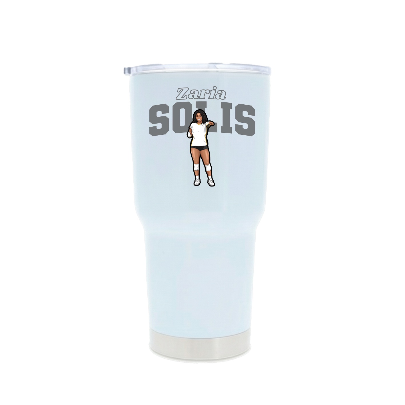 30oz Stainless Steel Tumbler — Name Arch in White