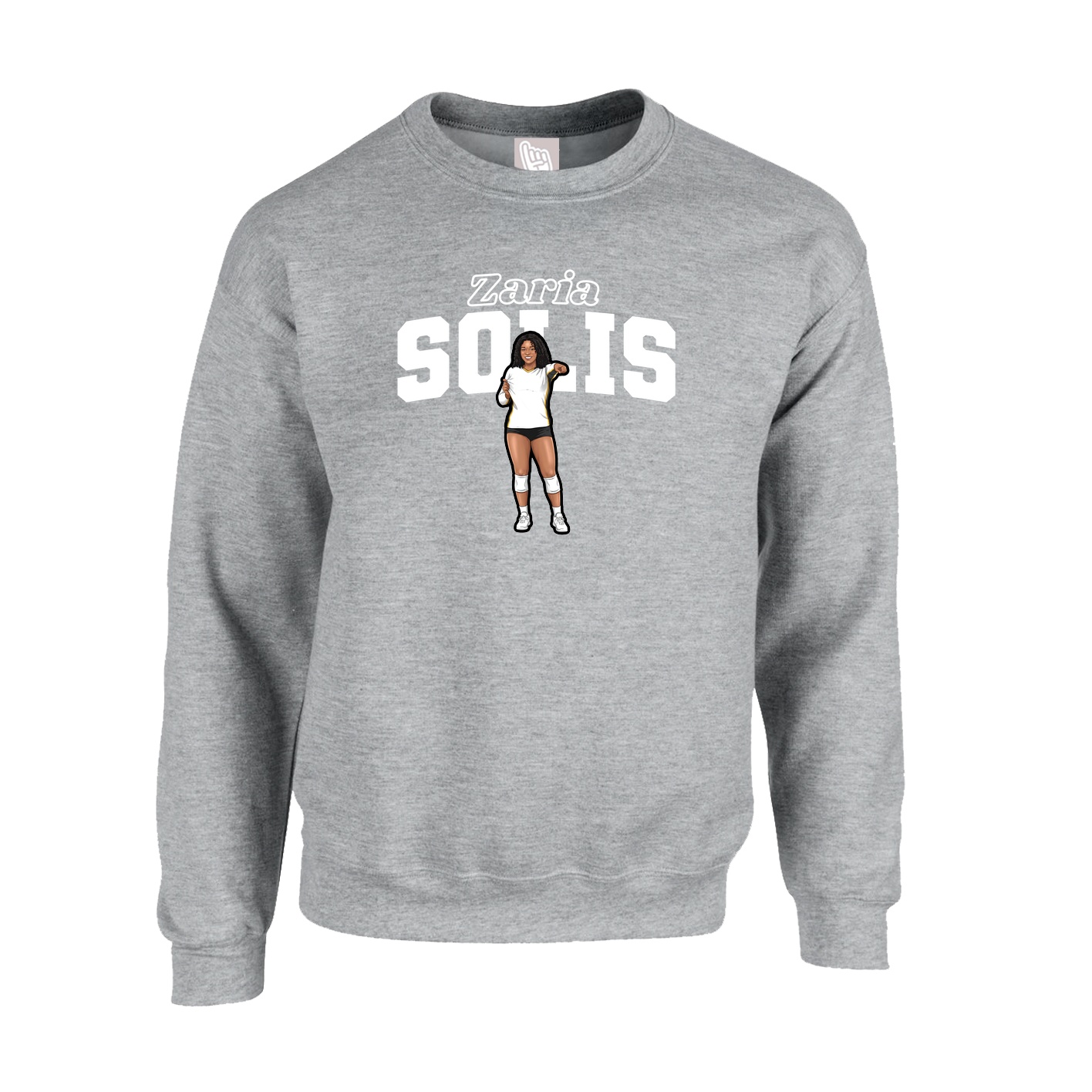 Fleece Crew — Name Arch in Grey