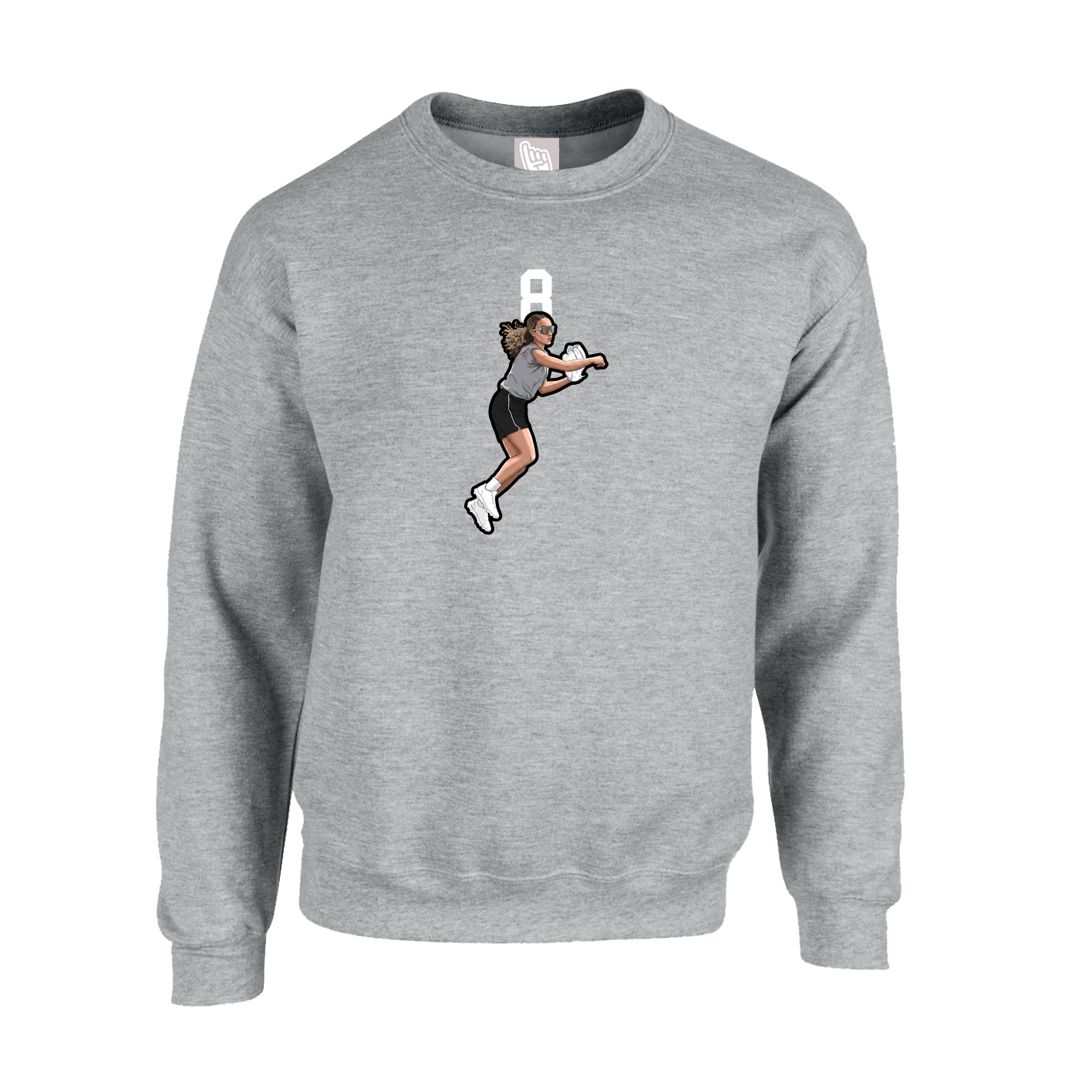 Fleece Crew — Number Top in Grey