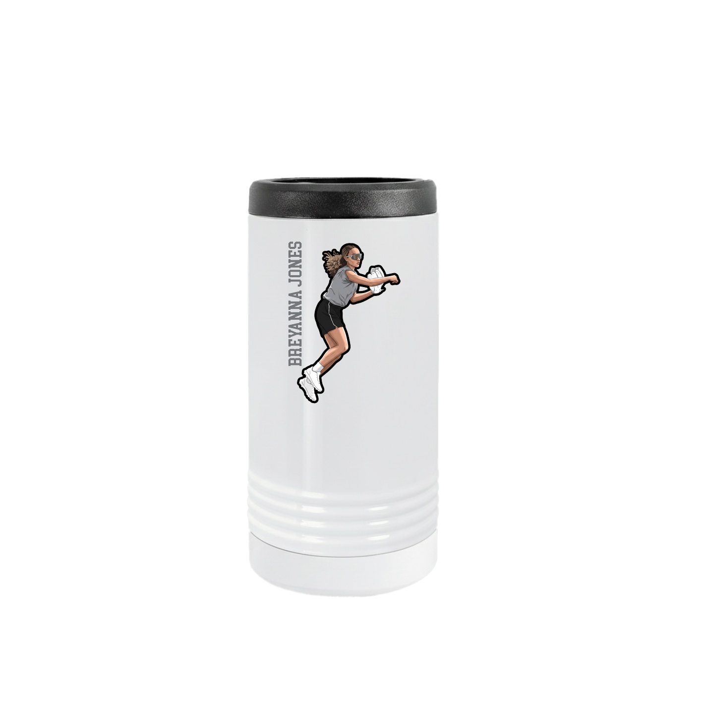 Slim Beverage Holder — Name Vertical in White