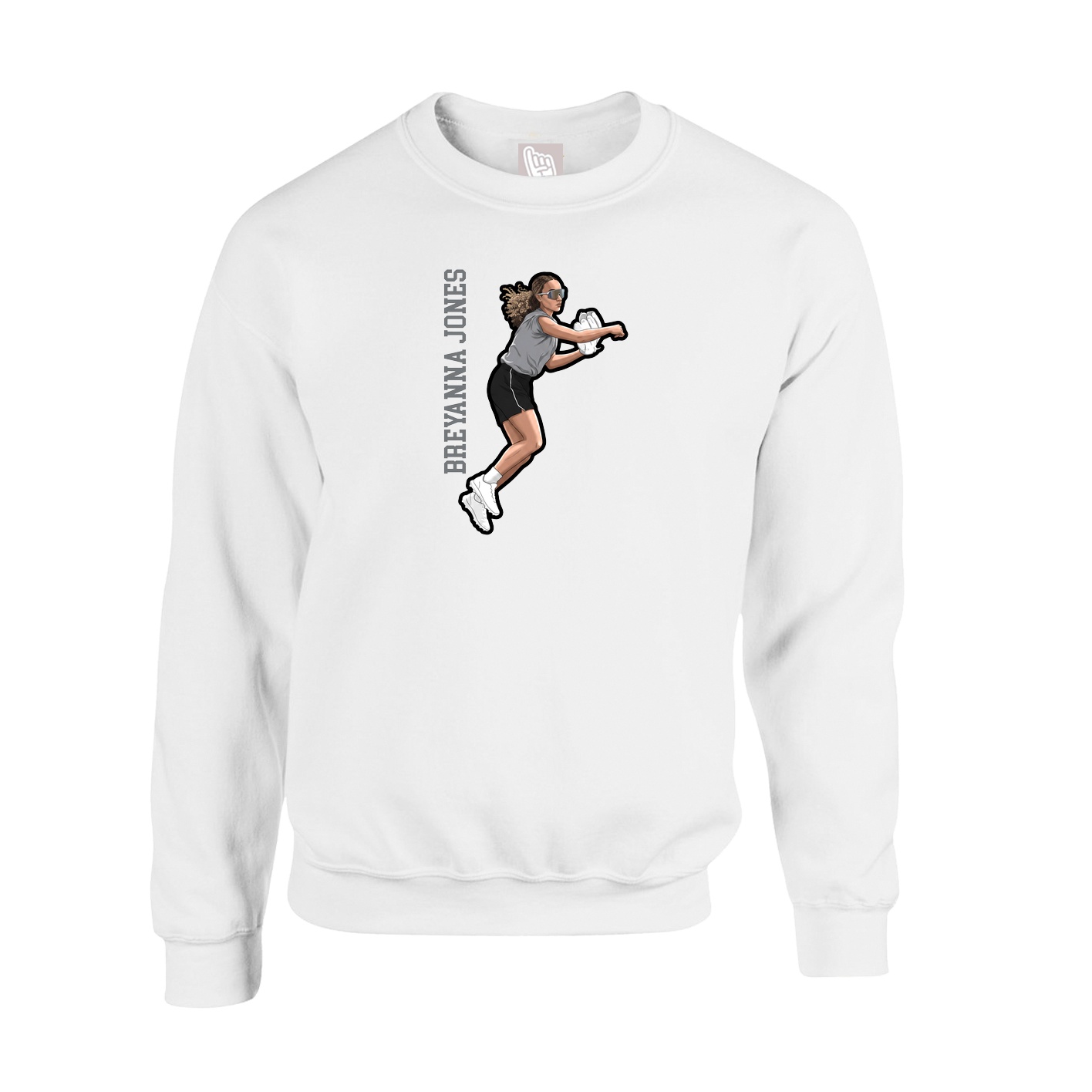 Fleece Crew — Name Vertical in White