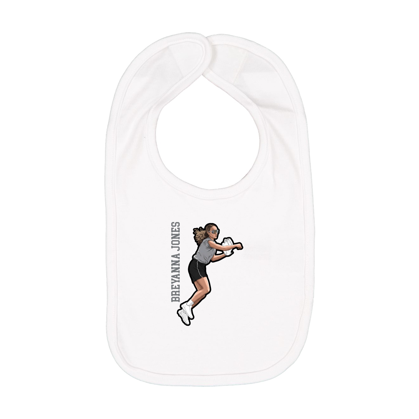 Infant Bib — Name Vertical in White