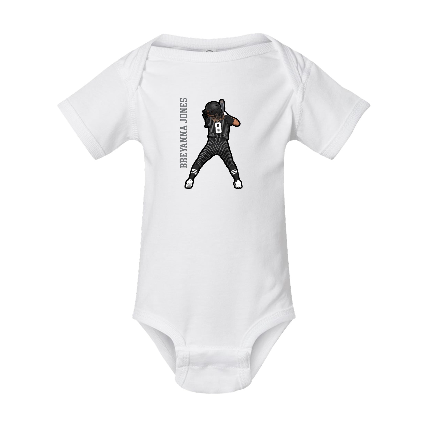 Baby Onesie — Name Vertical in White