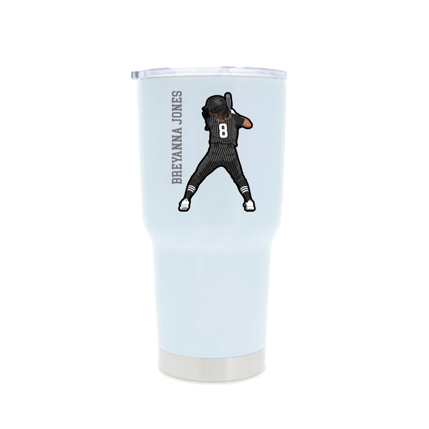 30oz Stainless Steel Tumbler — Name Vertical in White